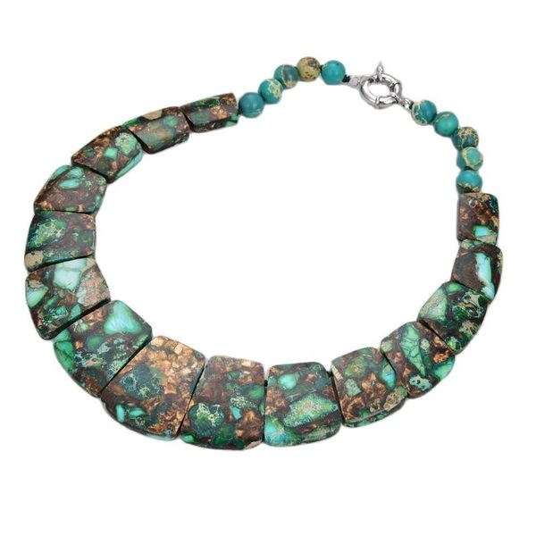 chokers jk 18" green sea sediment imperial gems graduated necklace, Golden;silver 
chokers jk 18" green sea sediment imperial gems graduated necklace, Golden;silver