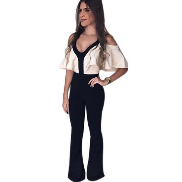 women's jumpsuits & rompers women 2021 cold shoulder summer party clubwear playsuits ruffled jumpsuit wide leg pants long trousers, Black;white
women's jumpsuits & rompers women 2021 cold shoulder summer party clubwear playsuits ruffled jumpsuit wide leg pants long trousers, Black;white