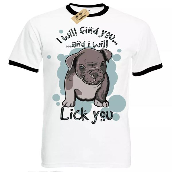i will encontrar you and lick camiseta divertido perro lindo hombre ringer, White;black
i will encontrar you and lick camiseta divertido perro lindo hombre ringer, White;black