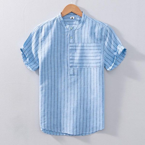 men's casual shirts l868 summer irregular stripe shirt men simple fresh comfortable youth student stand collar color match slim fit sho, White;black
men's casual shirts l868 summer irregular stripe shirt men simple fresh comfortable youth student stand collar color match slim fit sho, White;black