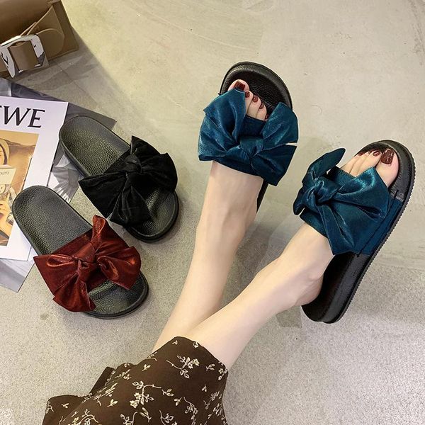 slippers velvet butterfly-knot open toe low heels slides comfortable outdoor classic women summer simple rubber zapatos mujer, Black
slippers velvet butterfly-knot open toe low heels slides comfortable outdoor classic women summer simple rubber zapatos mujer, Black