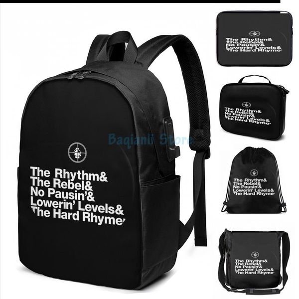 funny graphic print p.e. rebel without a pause lyrical jetset usb charge backpack men school bags women bag travel laptop
funny graphic print p.e. rebel without a pause lyrical jetset usb charge backpack men school bags women bag travel laptop
