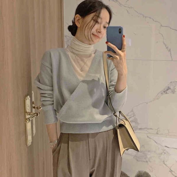sweater women's cross neck long sleeve loose and elegant wild design sweater, , 2021, White;black
sweater women's cross neck long sleeve loose and elegant wild design sweater, , 2021, White;black