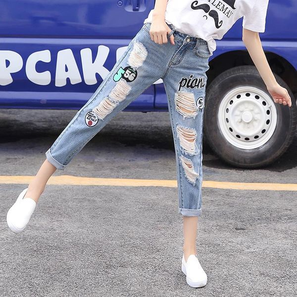 women's jeans spring summer korean boyfriend women fashion hole straight high waist ropa mujer cotton harem ninth pants 2021 b05010, Blue
women's jeans spring summer korean boyfriend women fashion hole straight high waist ropa mujer cotton harem ninth pants 2021 b05010, Blue
