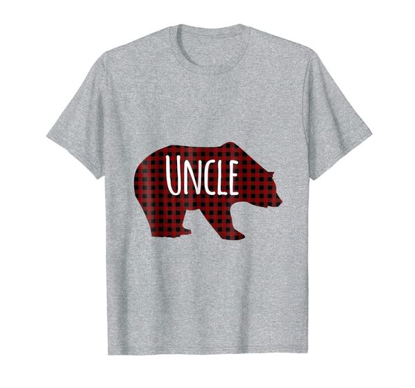 red plaid uncle bear buffalo matching family pajama t-shirt, White;black