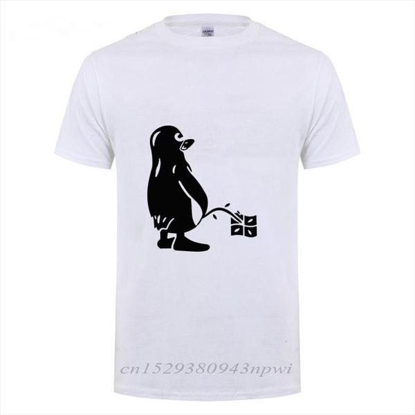 penguin linux ubuntu ozf mens streetwear casual loose short sleeve round neck cotton funny summer tee, White;black