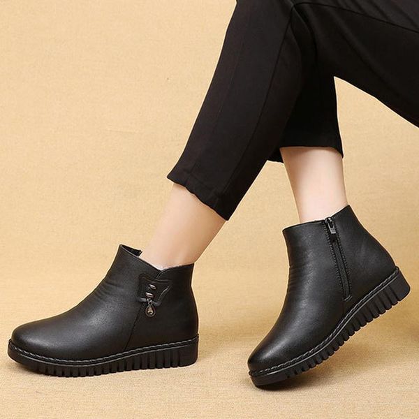 boots winter quality women snow ankle solid pu leather sewing warm wool lining fluffy furry round toe comfortable shoes ladies, Black
boots winter quality women snow ankle solid pu leather sewing warm wool lining fluffy furry round toe comfortable shoes ladies, Black