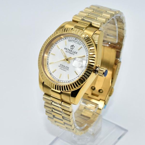 wristwatches peter lee brand fashion automatic mechanical watch classic men gold stainless steel luxury watches date business male clocks, Slivery;brown
wristwatches peter lee brand fashion automatic mechanical watch classic men gold stainless steel luxury watches date business male clocks, Slivery;brown