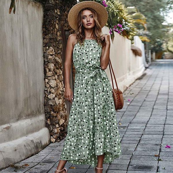 summer polka dot dress women elegant party boho maxi ladies sundress beach halter bohemian long robe femme casual dresses, Black;gray
summer polka dot dress women elegant party boho maxi ladies sundress beach halter bohemian long robe femme casual dresses, Black;gray