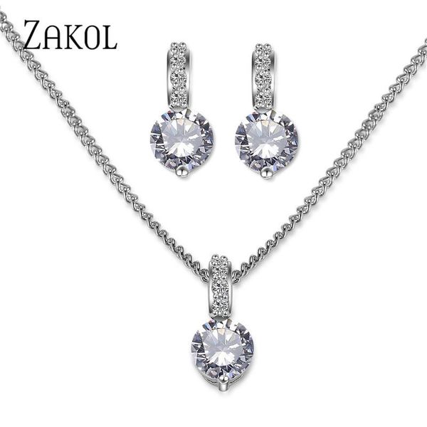earrings & necklace zakol fashion crown women classic shining round cz zircon small stud set for men crystal party jewelry gift, Silver
earrings & necklace zakol fashion crown women classic shining round cz zircon small stud set for men crystal party jewelry gift, Silver