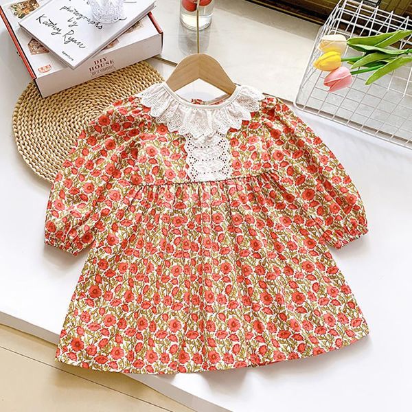 girl's dresses girls dress 2021 fashion long-sleeve floarl printed lace collar princess spring autumn kids clothes, Red;yellow
girl's dresses girls dress 2021 fashion long-sleeve floarl printed lace collar princess spring autumn kids clothes, Red;yellow