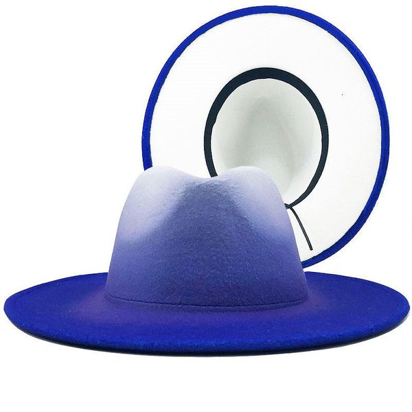 wide brim hats wool women men vintage trilby felt fedora hat with gentleman elegant gradient royal blue for lady winter jazz caps, Blue;gray
wide brim hats wool women men vintage trilby felt fedora hat with gentleman elegant gradient royal blue for lady winter jazz caps, Blue;gray