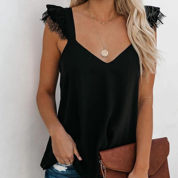 women's t-shirt patchwork lace flying sleeves plus size black v-neck female 2021 summer streetwear ladies top, White
women's t-shirt patchwork lace flying sleeves plus size black v-neck female 2021 summer streetwear ladies top, White