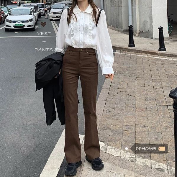 jeans brem spring waistline streetwear denim total length pants the female, Blue