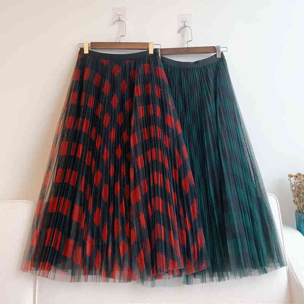 skirts summer red/green plaid maix long pleated mesh england style layered check tulle puff a-line hzr3, Black
skirts summer red/green plaid maix long pleated mesh england style layered check tulle puff a-line hzr3, Black
