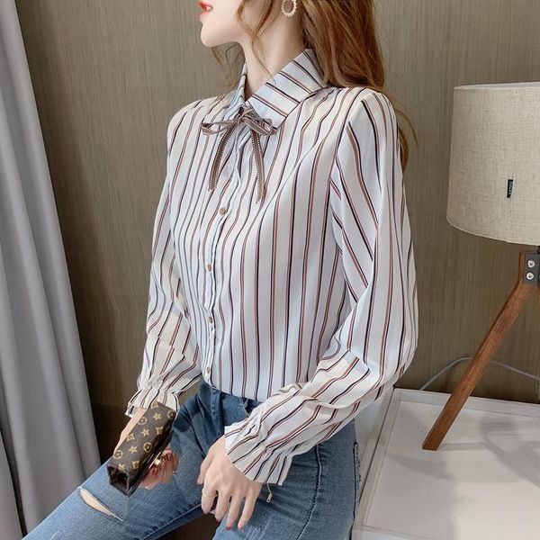 women's knits & tees autumn striped shirt with bowknot korean version was thin, yujie temperament chiffon western style long-sleeved, White
women's knits & tees autumn striped shirt with bowknot korean version was thin, yujie temperament chiffon western style long-sleeved, White