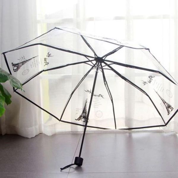 

umbrellas tower three fold umbrella transparent sun rain color tools woman white black two