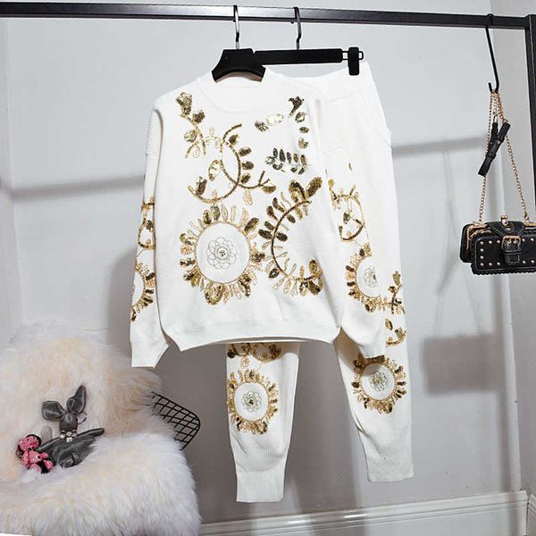 women's two piece pants autumn women set embroidery sweater knitted pencil outfits female casual white pullover knit tro leqh
women's two piece pants autumn women set embroidery sweater knitted pencil outfits female casual white pullover knit tro leqh