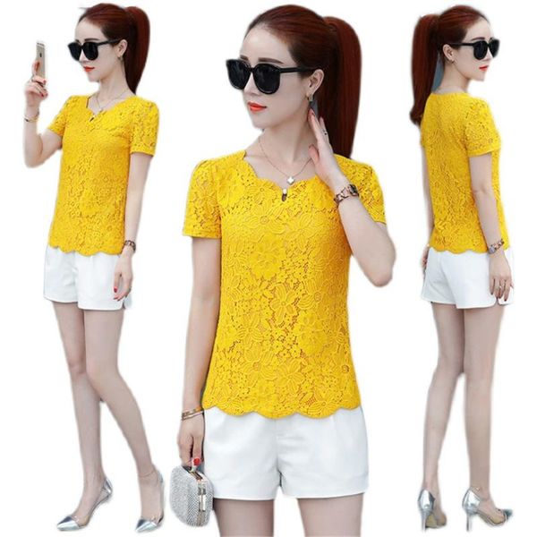 women's blouses & shirts korean spring 2021 autumn blusas feminina summer women vestidos loose short sleeve yellow lace female, White
women's blouses & shirts korean spring 2021 autumn blusas feminina summer women vestidos loose short sleeve yellow lace female, White