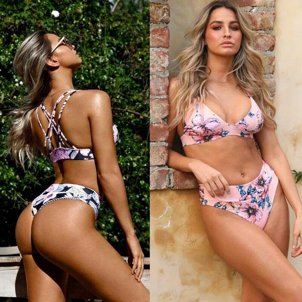 women's swimwear hirigin floral bikini sets women push up padded bra bandage low waist thong swimsuit female beachwear bathing suit, White;black
women's swimwear hirigin floral bikini sets women push up padded bra bandage low waist thong swimsuit female beachwear bathing suit, White;black