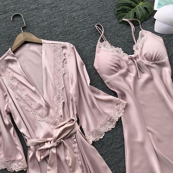 women's sleepwear floral embroidery bathrobe set women 2 pcs ice silk v neck summer spring ladies pajamas suit satin solid for female, Black;red
women's sleepwear floral embroidery bathrobe set women 2 pcs ice silk v neck summer spring ladies pajamas suit satin solid for female, Black;red