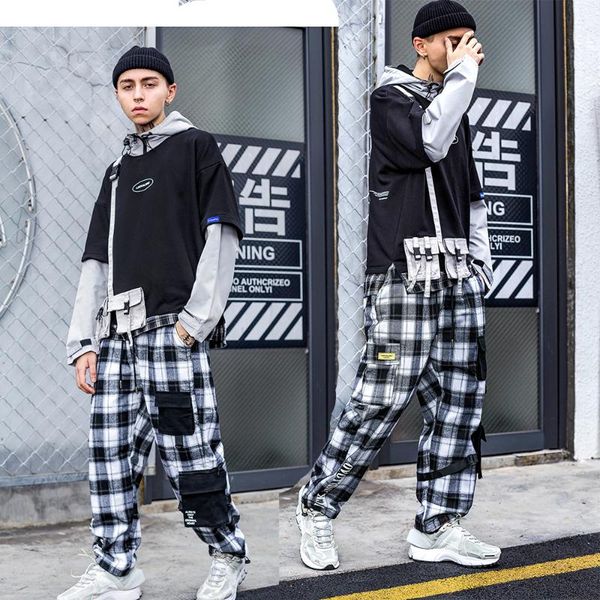 men's pants streetwear men harajuku hip hop cargo tactical harem track plaid trousers punk casual baggy long winter, Black
men's pants streetwear men harajuku hip hop cargo tactical harem track plaid trousers punk casual baggy long winter, Black
