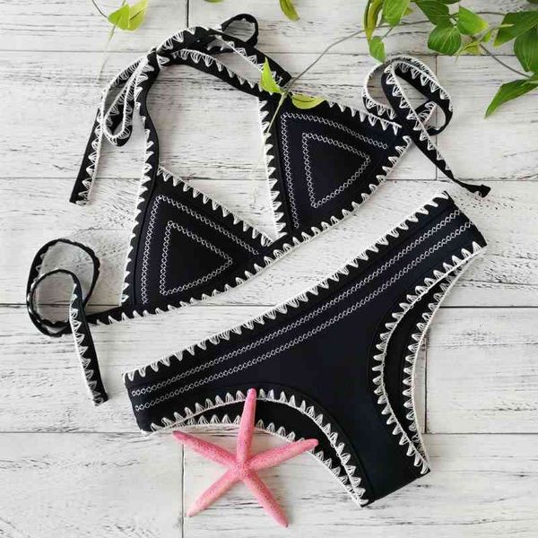 women's swimwear push up neoprene bikini set women swimsuit crochet bikini set neoprene knitted women biquini female beach ht, White;black
women's swimwear push up neoprene bikini set women swimsuit crochet bikini set neoprene knitted women biquini female beach ht, White;black