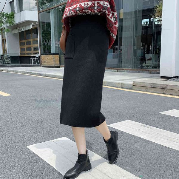 autumn and winter mid-length knitted one-step package hip female high waist long back slit thick woolen skirt 210412, Black
autumn and winter mid-length knitted one-step package hip female high waist long back slit thick woolen skirt 210412, Black