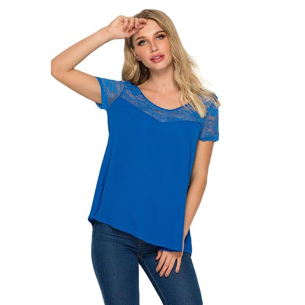 women's t-shirt 2021 summer casual t shirt ladies fashion lace stitching o collar solid color wild short sleeved female, White
women's t-shirt 2021 summer casual t shirt ladies fashion lace stitching o collar solid color wild short sleeved female, White