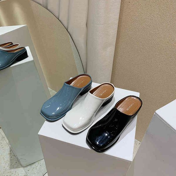 slippers patent leather women round toe casual slip on thick low heeled sandals slides summer flats shoes beach aw9r, Black
slippers patent leather women round toe casual slip on thick low heeled sandals slides summer flats shoes beach aw9r, Black