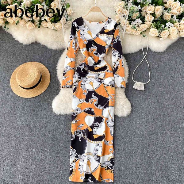 women design retro print maxi dress korean fashion v neck long sleeve slim autumn chic streetwear es 210512, Black;gray
women design retro print maxi dress korean fashion v neck long sleeve slim autumn chic streetwear es 210512, Black;gray