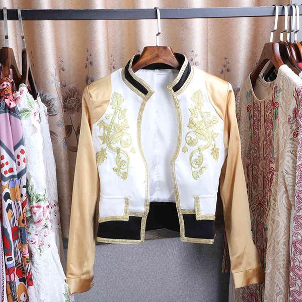 seqinyy short jacket 2021 spring fashion design long sleeve embroidered gold women's thin flowers top, Black;brown
seqinyy short jacket 2021 spring fashion design long sleeve embroidered gold women's thin flowers top, Black;brown
