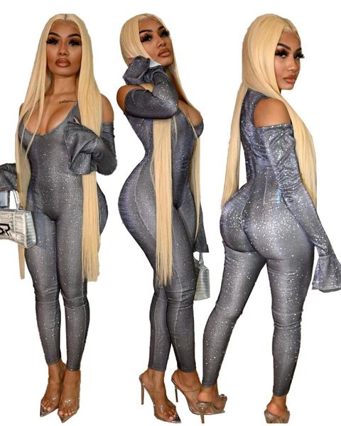 women's jumpsuits & rompers ar5169 european and american 2021 clothing shiny fabric trumpet sleeve body shaping jumpsuit, Black;white
women's jumpsuits & rompers ar5169 european and american 2021 clothing shiny fabric trumpet sleeve body shaping jumpsuit, Black;white