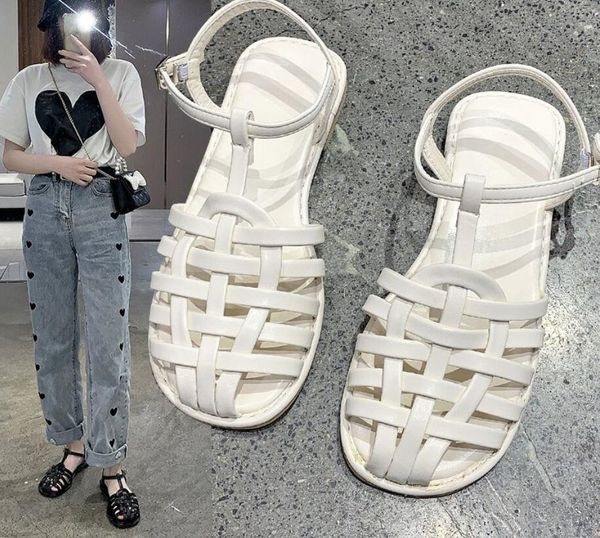 2021 baotou personalized woven hollow roman word buckle sandals fairy style, Black
2021 baotou personalized woven hollow roman word buckle sandals fairy style, Black