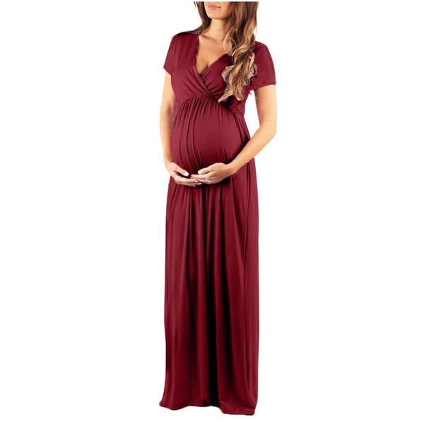 maternity dresses woman dress solid v-neck short sleeve elasticity pregnant nursing long robe grossesse vetement allaitement femme, White
maternity dresses woman dress solid v-neck short sleeve elasticity pregnant nursing long robe grossesse vetement allaitement femme, White