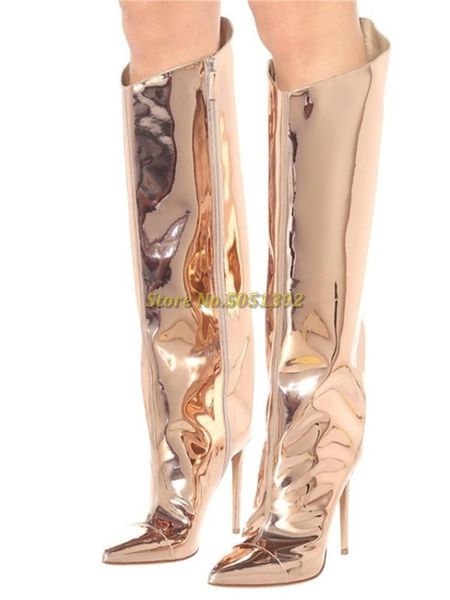 boots shiny patent leather fashion european thin high heel zipper knee mirror stylish champagne purple green runway, Black
boots shiny patent leather fashion european thin high heel zipper knee mirror stylish champagne purple green runway, Black