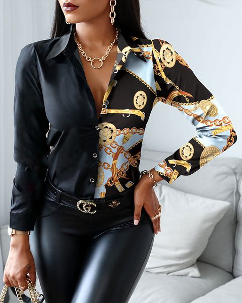 spring fall women retro patterns shirt femme button front colorblock turn-down collar ladies elegant patchwork blouse 210415, White
spring fall women retro patterns shirt femme button front colorblock turn-down collar ladies elegant patchwork blouse 210415, White