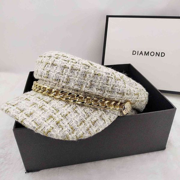 new autumn and winter fragrance chain navy tweed plaid flat duck tongue octagonal hat fashion designer beret, Blue;gray
new autumn and winter fragrance chain navy tweed plaid flat duck tongue octagonal hat fashion designer beret, Blue;gray