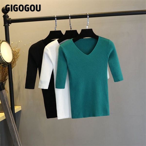 gigogou basic women sweater knitted pullover women v neck soft jumper half sleeve crop sweaters jersey mujer invierno 210806, White;black
gigogou basic women sweater knitted pullover women v neck soft jumper half sleeve crop sweaters jersey mujer invierno 210806, White;black