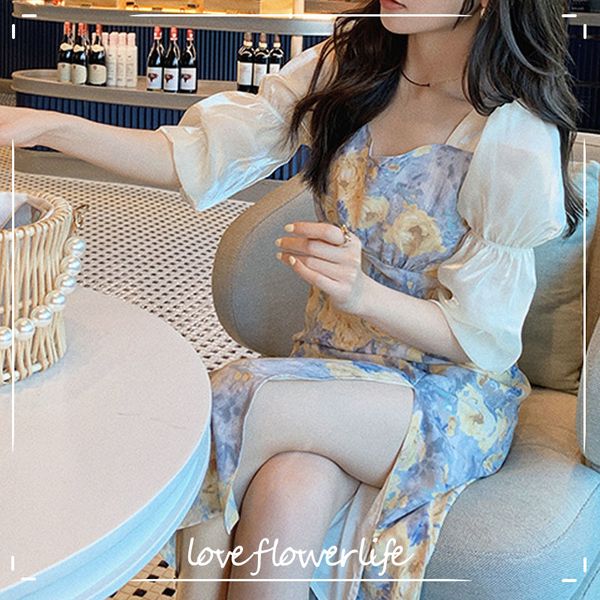 square collar vintage elegant dresses women floral design slim dress dress korean office lady summer chic 210521, Black;gray
square collar vintage elegant dresses women floral design slim dress dress korean office lady summer chic 210521, Black;gray