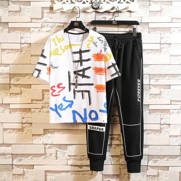 summer men's casual sports suit loose large size trend printing round neck short-sleeved t-shirt straight cropped trousers 2021 tracksu, Gray
summer men's casual sports suit loose large size trend printing round neck short-sleeved t-shirt straight cropped trousers 2021 tracksu, Gray