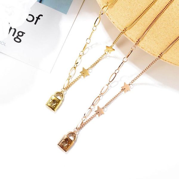 pendant necklaces voerynt fashion gold color titanium steel key lock necklace star women jewelry gift op045, Silver
pendant necklaces voerynt fashion gold color titanium steel key lock necklace star women jewelry gift op045, Silver