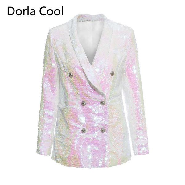 women's suits & blazers high street luxury design sequins blazer double breasted shiny personality outerwear coat female buttons shawl, White;black
women's suits & blazers high street luxury design sequins blazer double breasted shiny personality outerwear coat female buttons shawl, White;black
