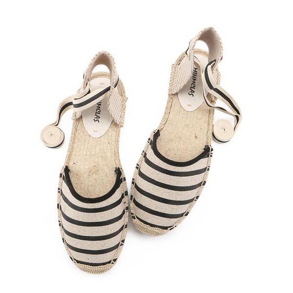 mixed colors striped espadrilles female summer knitted gladiator sandals woman ankle lace up sandalias mujer tassel flipflops, Black
mixed colors striped espadrilles female summer knitted gladiator sandals woman ankle lace up sandalias mujer tassel flipflops, Black