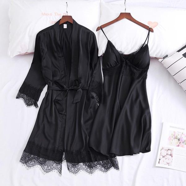 spring summer silk pajamas sets women sleepwear solid nightgowns v neck with lace bathrobe loose short nightgown, Black;red
spring summer silk pajamas sets women sleepwear solid nightgowns v neck with lace bathrobe loose short nightgown, Black;red