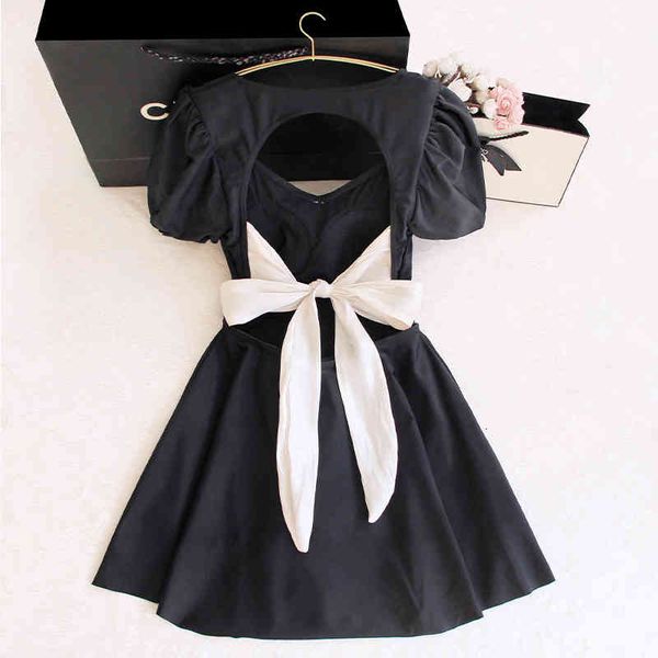 swimwear big open back show thin cover belly flat angle simple small fragrance bubble sleeve spring one-piece swimsuit, White;black
swimwear big open back show thin cover belly flat angle simple small fragrance bubble sleeve spring one-piece swimsuit, White;black