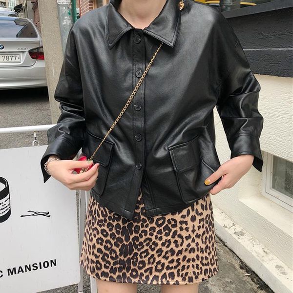 women's leather & faux fitaylor spring autumn women casual turn-down collar pu jacket lady fashion single breasted short coat, Black
women's leather & faux fitaylor spring autumn women casual turn-down collar pu jacket lady fashion single breasted short coat, Black