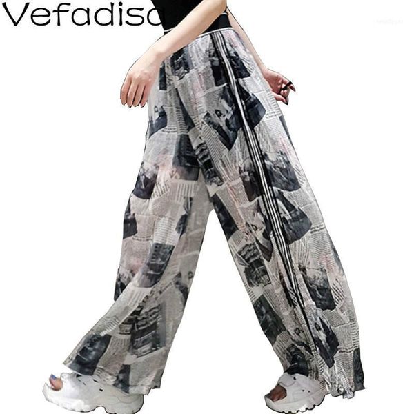 vefadisa plus size spaper print women pants 2021 elastic waist summer wide leg casual full length qyf30251, Black;white
vefadisa plus size spaper print women pants 2021 elastic waist summer wide leg casual full length qyf30251, Black;white