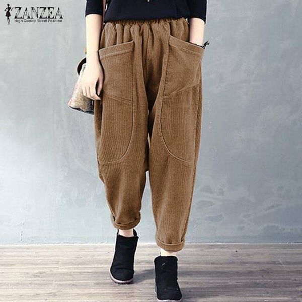 women's pants & capris zanzea vintage women corduroy autumn elastic waist solid loose harem trousers plus size turnip pantalon palazzo, Black;white
women's pants & capris zanzea vintage women corduroy autumn elastic waist solid loose harem trousers plus size turnip pantalon palazzo, Black;white
