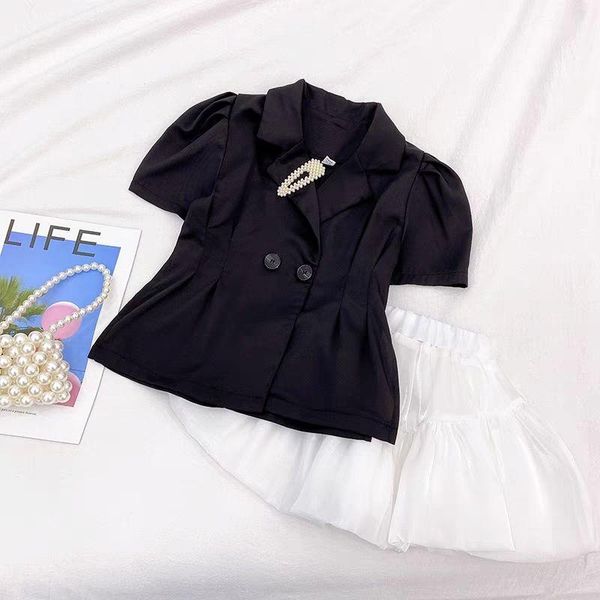clothing sets kids baby girls summer short sleeve single -breasted coat suits solid skirt toddler children formal clothes 2pcs 2-8y, White
clothing sets kids baby girls summer short sleeve single -breasted coat suits solid skirt toddler children formal clothes 2pcs 2-8y, White